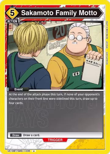 Sakamoto Family Motto (UE19BT/SMD-1-036), SAKAMOTO DAYS — Union Arena card price