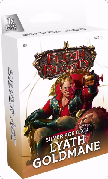 Silver Age Chapter 3 Deck - Lyath Goldmane (Reviled Guardian), Silver Age Chapter 3 — Flesh & Blood sealed product price