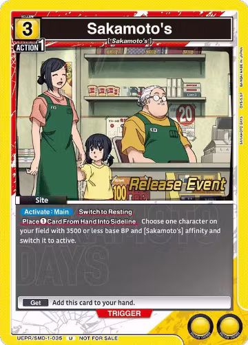 Sakamoto's (UE19BT/SMD-1-035), SAKAMOTO DAYS Release Event Cards — Union Arena card price