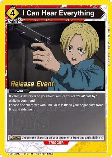 I Can Hear Everything (UE19BT/SMD-1-040), SAKAMOTO DAYS Release Event Cards — Union Arena card price