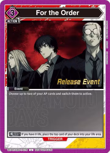 For the Order (UE19BT/SMD-1-075), SAKAMOTO DAYS Release Event Cards — Union Arena card price