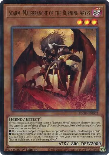 Scarm, Malebranche of the Burning Abyss (BLGG-EN062), Battles of Legend: Glorious Gallery — Yu-Gi-Oh! card price