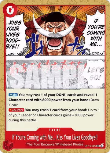 If You're Coming with Me...Kiss Your Lives Goodbye!! (OP16-020), The Time of Battle — One Piece card price