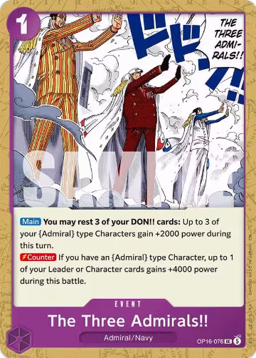 The Three Admirals!! (OP16-076), The Time of Battle — One Piece card price