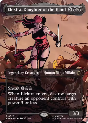 Elektra, Daughter of the Hand (Borderless) (0326) (326), Marvel Super Heroes — Magic card price
