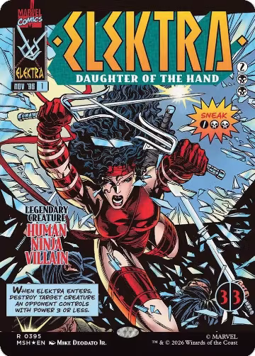 Elektra, Daughter of the Hand (Borderless) (0395) (395), Marvel Super Heroes — Magic card price