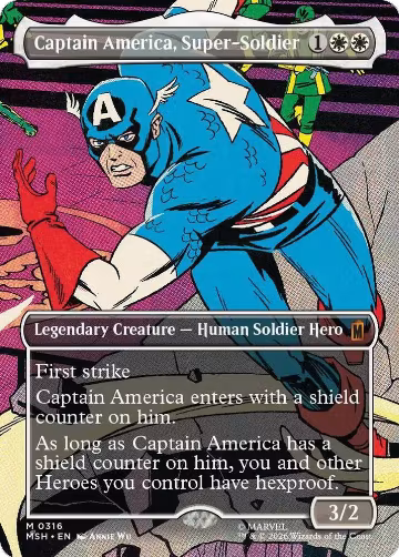 Captain America, Super-Soldier (Borderless) (0316) (316), Marvel Super Heroes — Magic card price