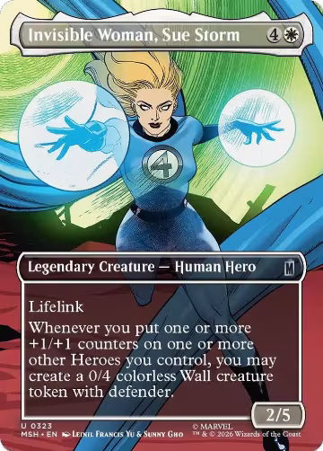Invisible Woman, Sue Storm (Borderless) (323), Marvel Super Heroes — Magic card price