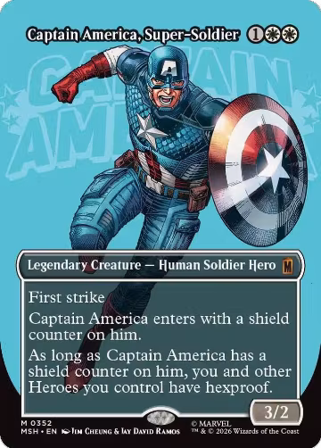 Captain America, Super-Soldier (Borderless) (0352) (352), Marvel Super Heroes — Magic card price