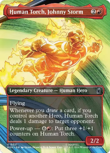 Human Torch, Johnny Storm (Borderless) (321), Marvel Super Heroes — Magic card price