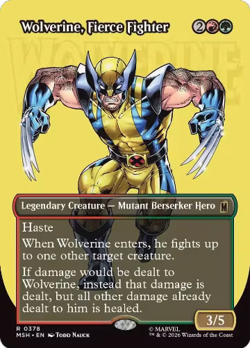 Wolverine, Fierce Fighter (Borderless) (378), Marvel Super Heroes — Magic card price
