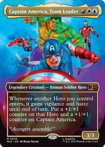 Captain America, Team Leader (Borderless) (5), Commander: Marvel Super Heroes — Magic card price