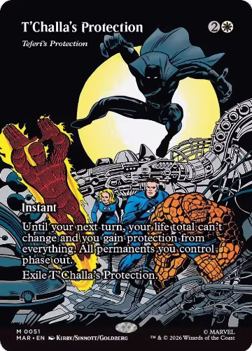 T'Challa's Protection - Teferi's Protection (Borderless) (51), Marvel Universe Eternal-Legal — Magic card price
