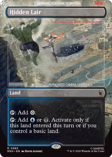 Hidden Lair (Borderless) (383), Marvel Super Heroes — Magic card price