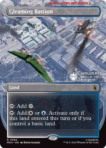 Gleaming Bastion (Borderless) (382), Marvel Super Heroes — Magic card price