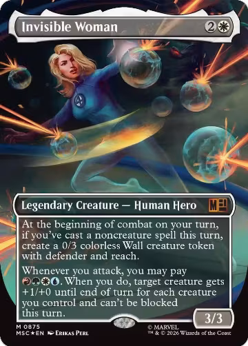 Invisible Woman (Borderless) (Surge Foil) (875), Commander: Marvel Super Heroes — Magic card price