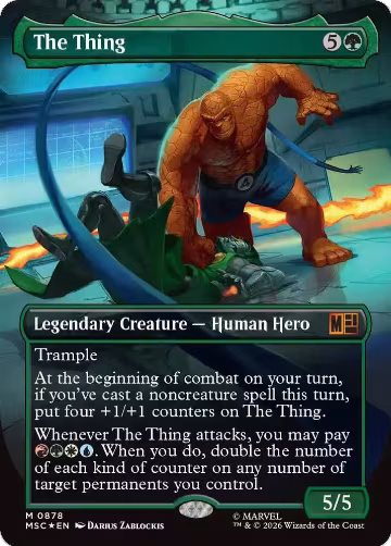 The Thing (Borderless) (Surge Foil) (878), Commander: Marvel Super Heroes — Magic card price