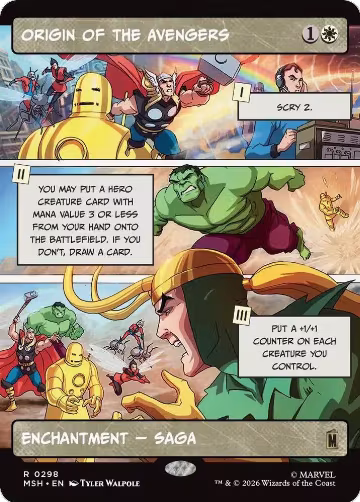Origin of the Avengers (Borderless) (298), Marvel Super Heroes — Magic card price