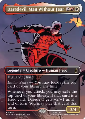 Daredevil, Man Without Fear (Borderless) (0324) (324), Marvel Super Heroes — Magic card price