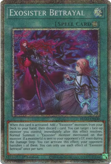 Exosister Betrayal (Starlight Rare) (BLGG-EN130), Battles of Legend: Glorious Gallery — Yu-Gi-Oh! card price