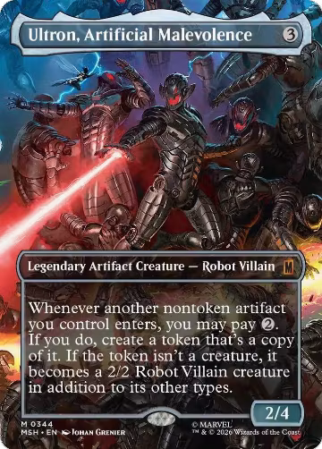 Ultron, Artificial Malevolence (Borderless) (0344) (344), Marvel Super Heroes — Magic card price