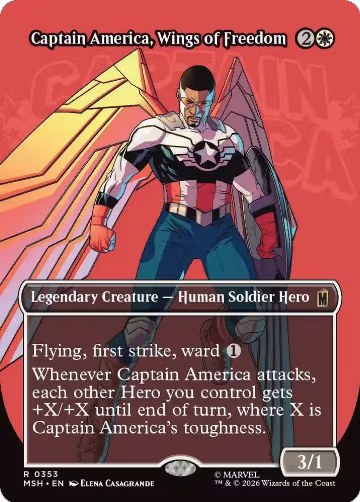 Captain America, Wings of Freedom (Borderless) (353), Marvel Super Heroes — Magic card price