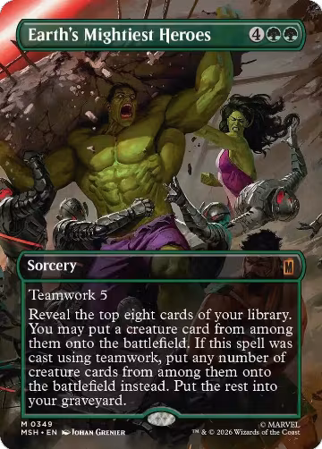 Earth's Mightiest Heroes (Borderless) (349), Marvel Super Heroes — Magic card price