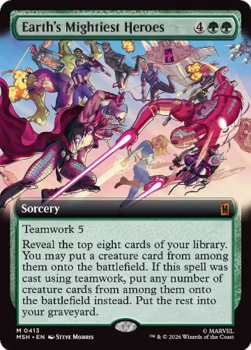 Earth's Mightiest Heroes (Extended Art) (413), Marvel Super Heroes — Magic card price