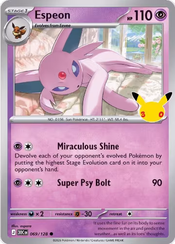 Espeon (069/128), 30th Celebration — Pokémon card price