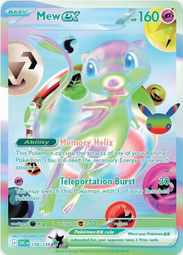 Mew ex (158/128), 30th Celebration — Pokémon card price