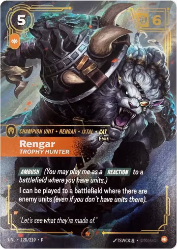 Rengar, Trophy Hunter (120/219), Riftbound Organized Play Promotional Cards — Riftbound card price