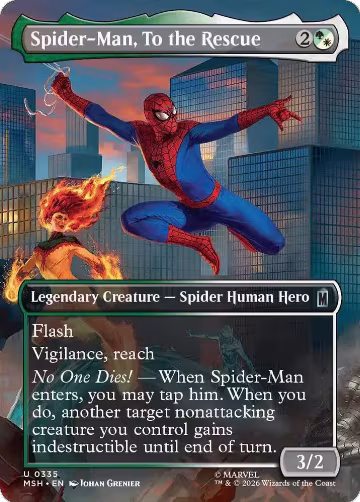 Spider-Man, To the Rescue (Borderless) (335), Marvel Super Heroes — Magic card price