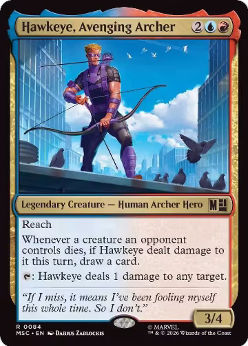 Hawkeye, Avenging Archer (Surge Foil) (84), Commander: Marvel Super Heroes — Magic card price