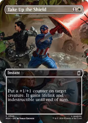 Take Up the Shield (Borderless) (348), Marvel Super Heroes — Magic card price