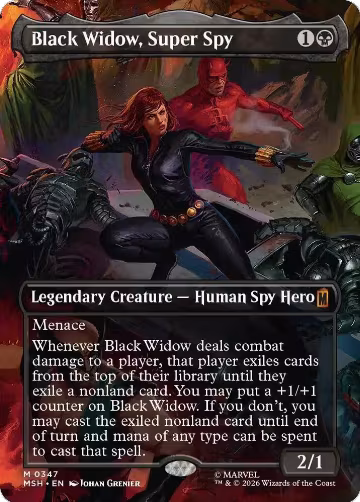 Black Widow, Super Spy (Borderless) (0347) (347), Marvel Super Heroes — Magic card price