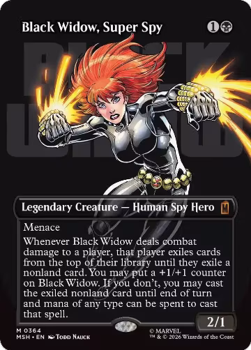 Black Widow, Super Spy (Borderless) (0364) (364), Marvel Super Heroes — Magic card price