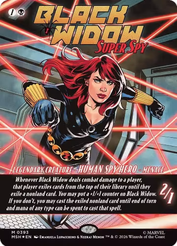 Black Widow, Super Spy (Borderless) (0393) (393), Marvel Super Heroes — Magic card price