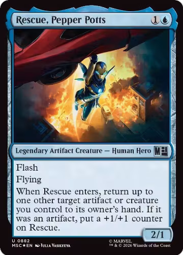 Rescue, Pepper Potts (Surge Foil) (882), Commander: Marvel Super Heroes — Magic card price