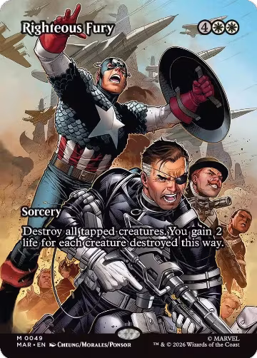 Righteous Fury (Borderless) (49), Marvel Universe Eternal-Legal — Magic card price