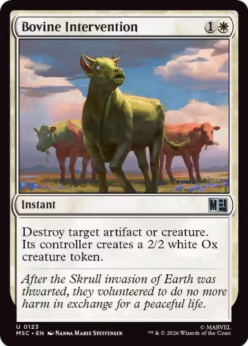 Bovine Intervention (Surge Foil) (123), Commander: Marvel Super Heroes — Magic card price