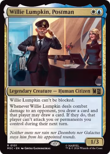 Willie Lumpkin, Postman (Surge Foil) (101), Commander: Marvel Super Heroes — Magic card price