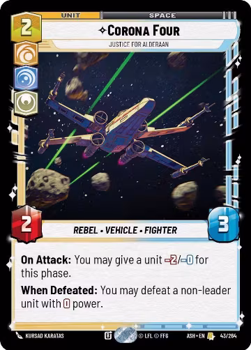 Corona Four - Justice for Alderaan (43/264), Ashes of the Empire — Star Wars card price