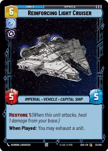 Reinforcing Light Cruiser (51/264), Ashes of the Empire — Star Wars card price