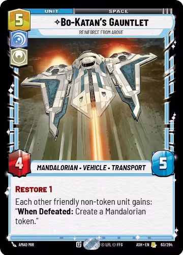 Bo-Katan's Gauntlet - Reinforce from Above (63/264), Ashes of the Empire — Star Wars card price