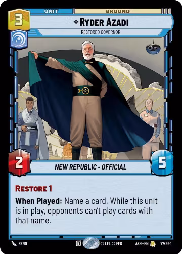 Ryder Azadi - Restored Governor (77/264), Ashes of the Empire — Star Wars card price