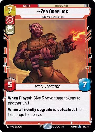 Zeb Orrelios - Fists Work Every Time (161/264), Ashes of the Empire — Star Wars card price