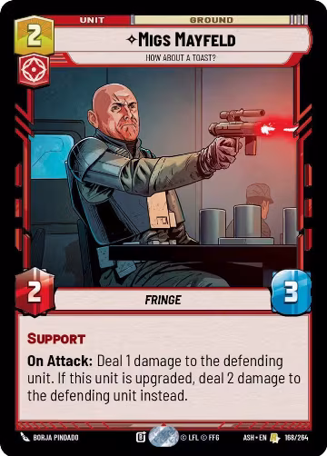 Migs Mayfeld - How About a Toast? (168/264), Ashes of the Empire — Star Wars card price