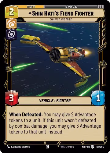 Shin Hati's Fiend Fighter - Compact and Agile (191/264), Ashes of the Empire — Star Wars card price