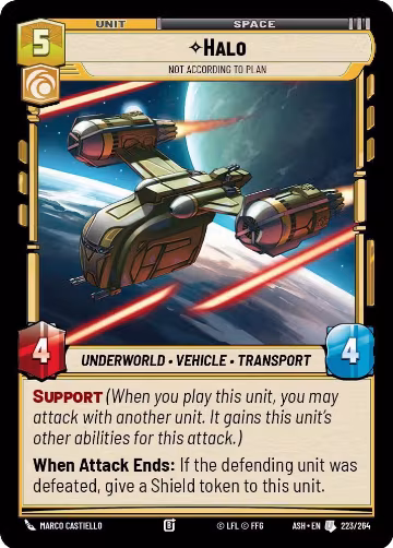 Halo - Not According to Plan (223/264), Ashes of the Empire — Star Wars card price