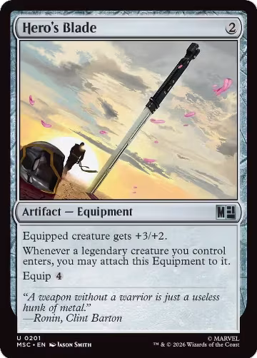 Hero's Blade (Surge Foil) (201), Commander: Marvel Super Heroes — Magic card price